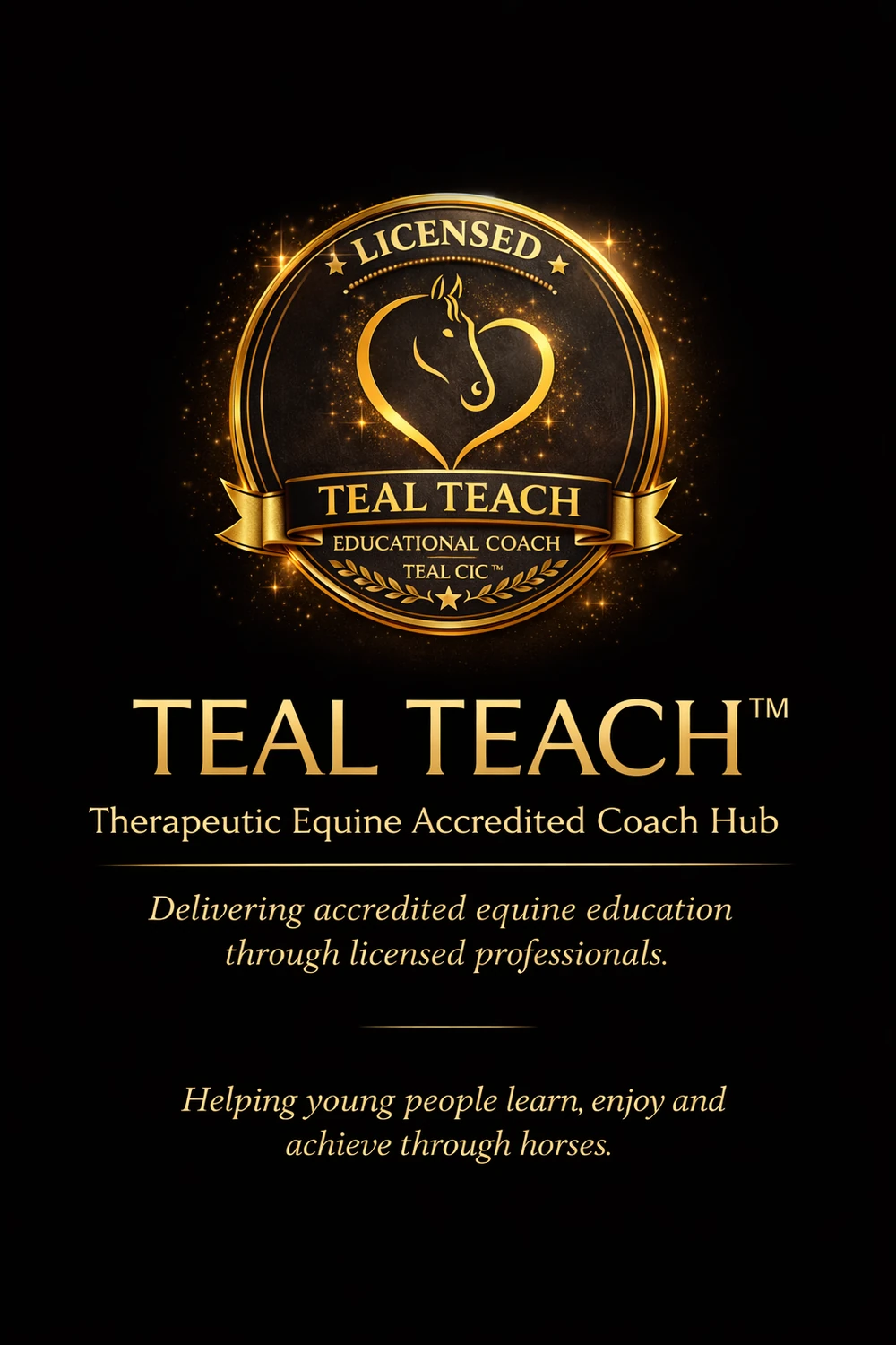 TEAL TEACH therapeutic equine accredited coach hub logo